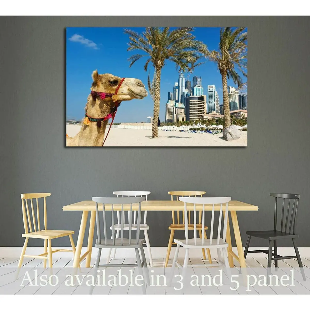 Camel At The Urban Building Background Of Dubai. Uae №2224 Ready To Hang Canvas Print 1