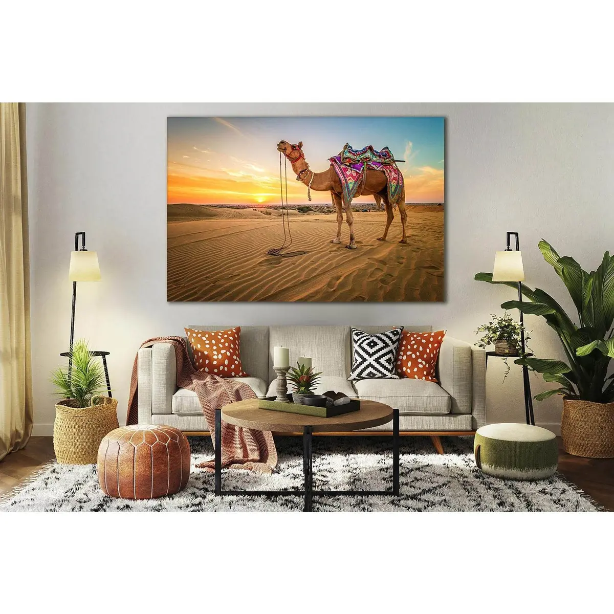 Camel In The Desert During Sunset №Sl227 Ready To Hang Canvas Print 1