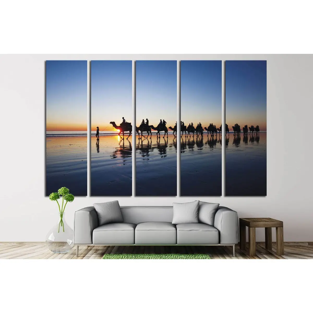 Sunset Camel Trek on Cable Beach, Broome – Premium Ready-to-Hang Canvas Art - Image 3