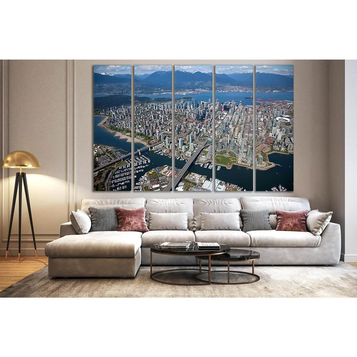 Vancouver, Canada Aerial Cityscape Canvas Art №SL313 – Premium Ready-to-Hang Wall Decor