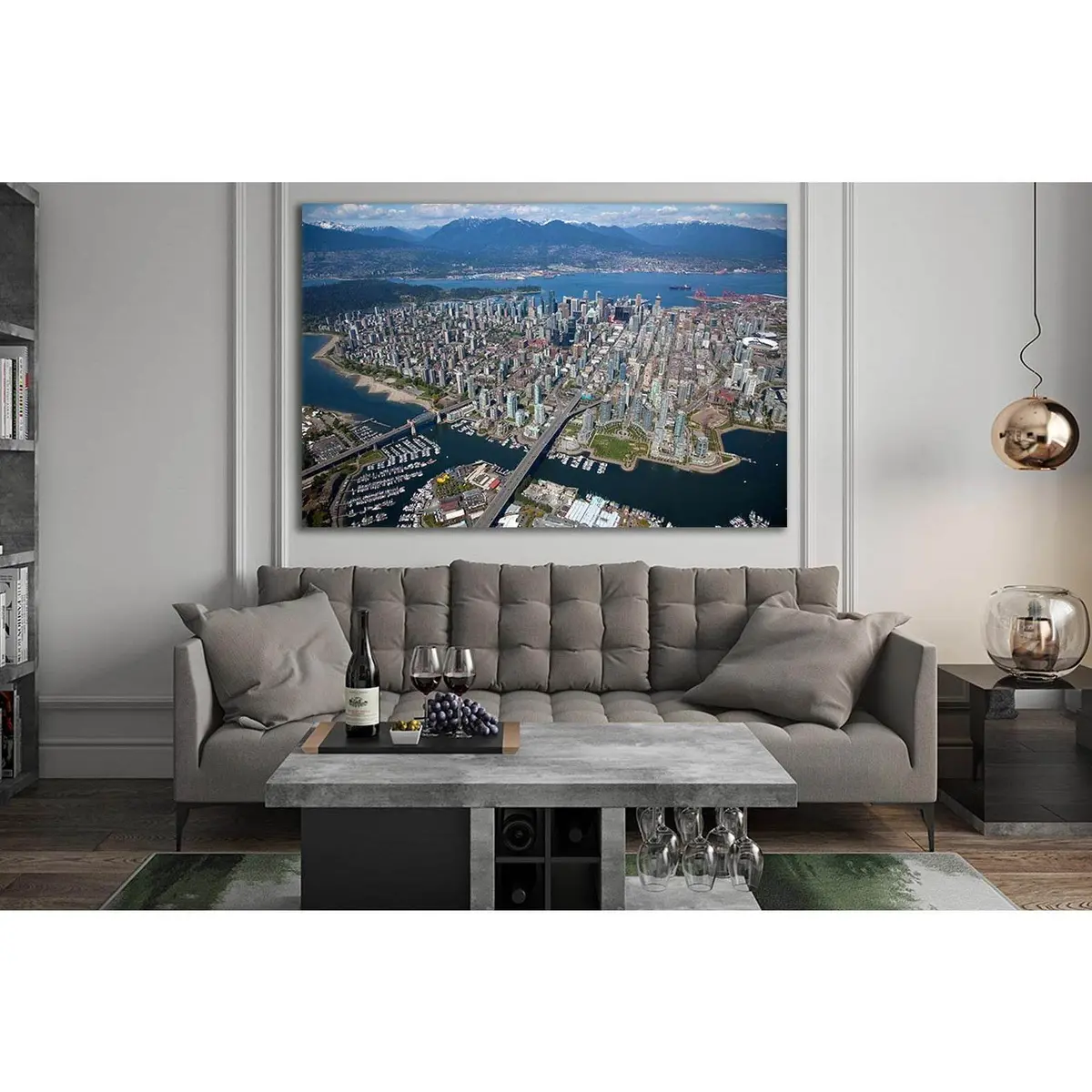 Canada Vancouver City Aerial View №Sl313 Ready To Hang Canvas Print 2