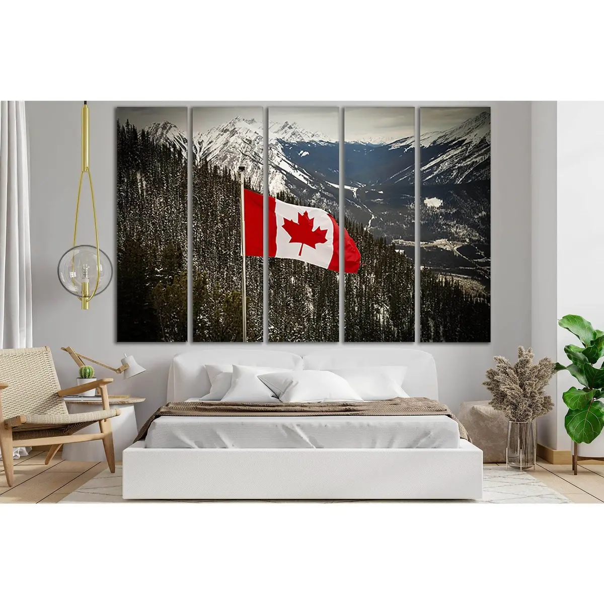 Ready-to-Hang Canvas Print Featuring a Dynamic Canadian Flag Against the Rocky Mountains - Image 3