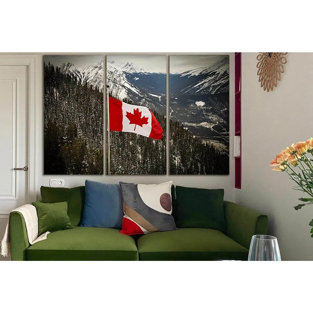 Canadian Flag Blowing The Rocky Mountains №Sl1179 Ready To Hang Canvas Print 5