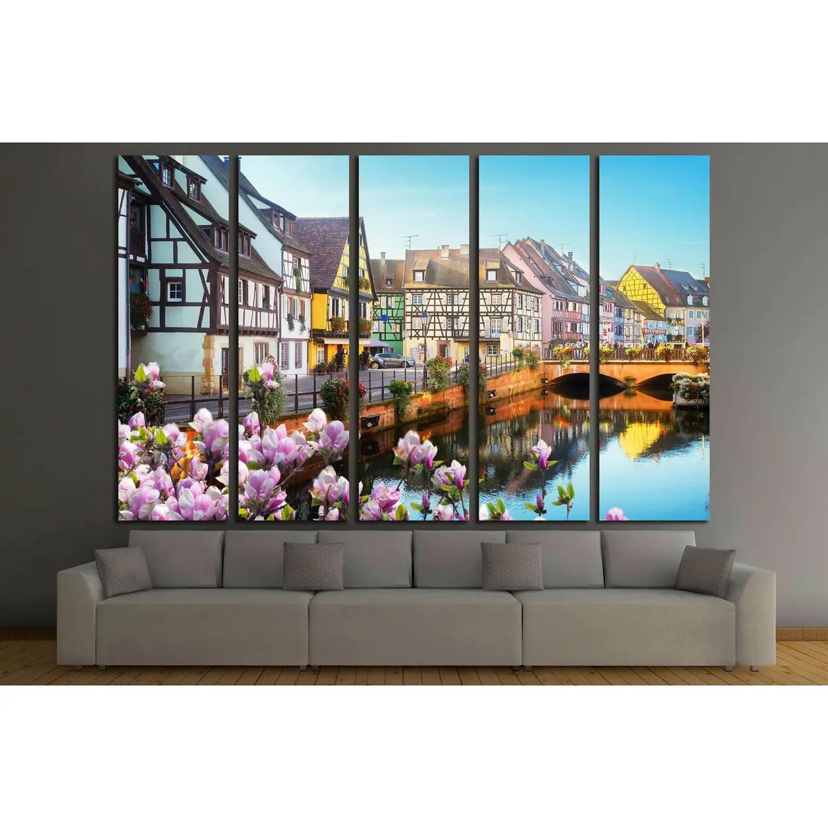 Ready-to-Hang Colmar Canal Spring Scene Canvas Wall Art - Image 3