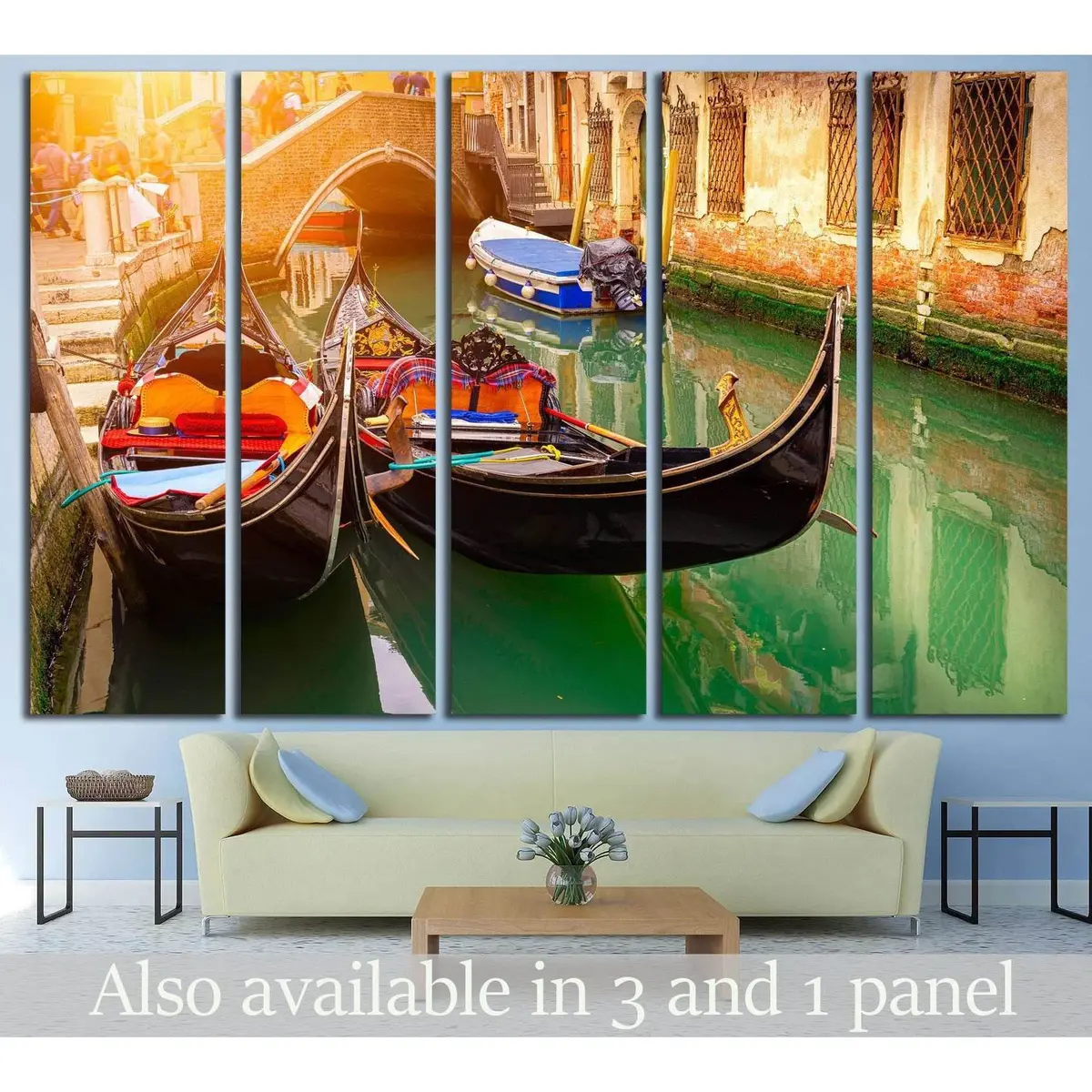 Venice Canal Scene with Two Gondolas – #833 Ready-to-Hang Canvas Print