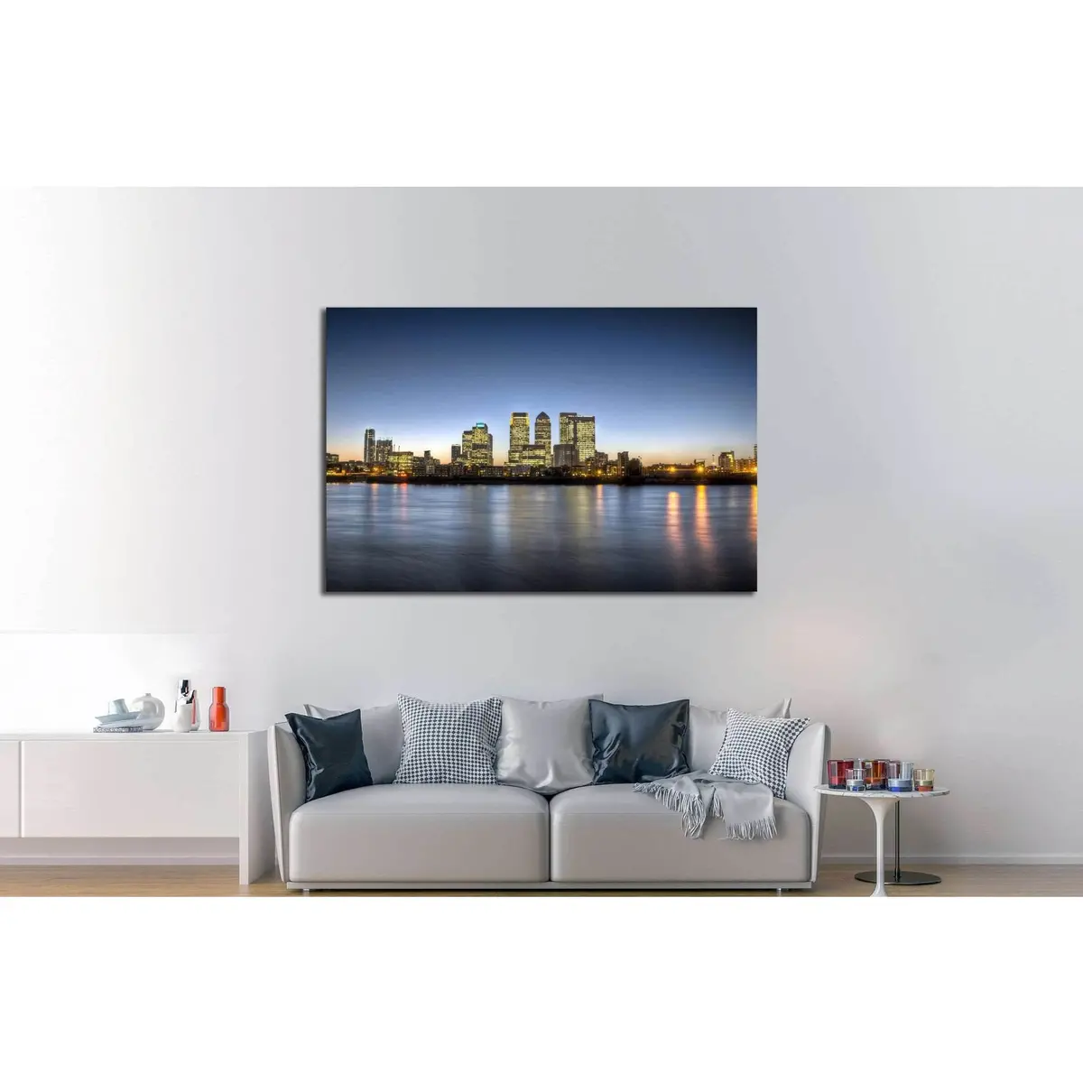 Canary Wharf Dusk Canvas Art Print №565 – Ready to Hang - Image 3