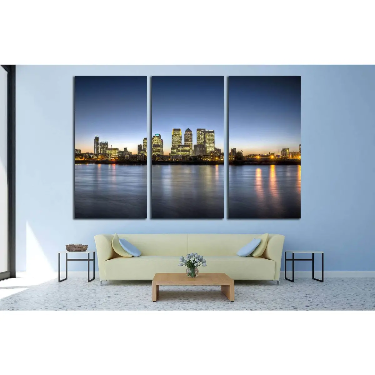 Canary Wharf Dusk Canvas Art Print №565 – Ready to Hang - Image 2