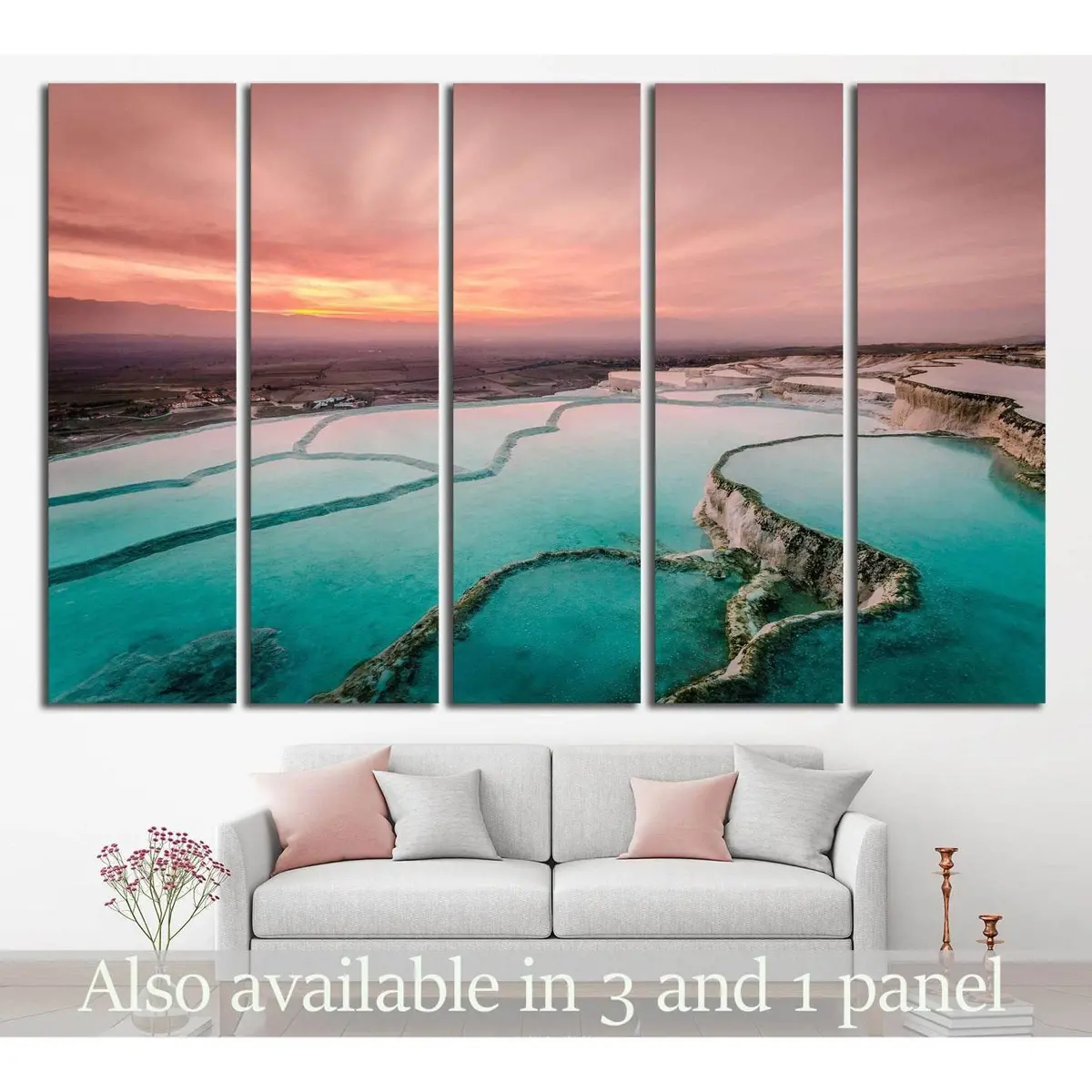 Stunning Sunset Over Pamukkale's Travertine Terraces — Ready-to-Hang Canvas Print