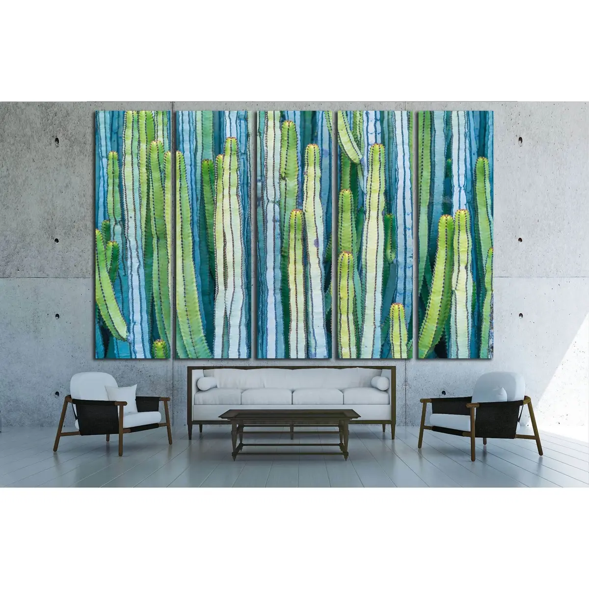 Cardon Cactus In Summer With Rich Blue Green And Torqouise Colors №2828 Ready To Hang Canvas Print 5
