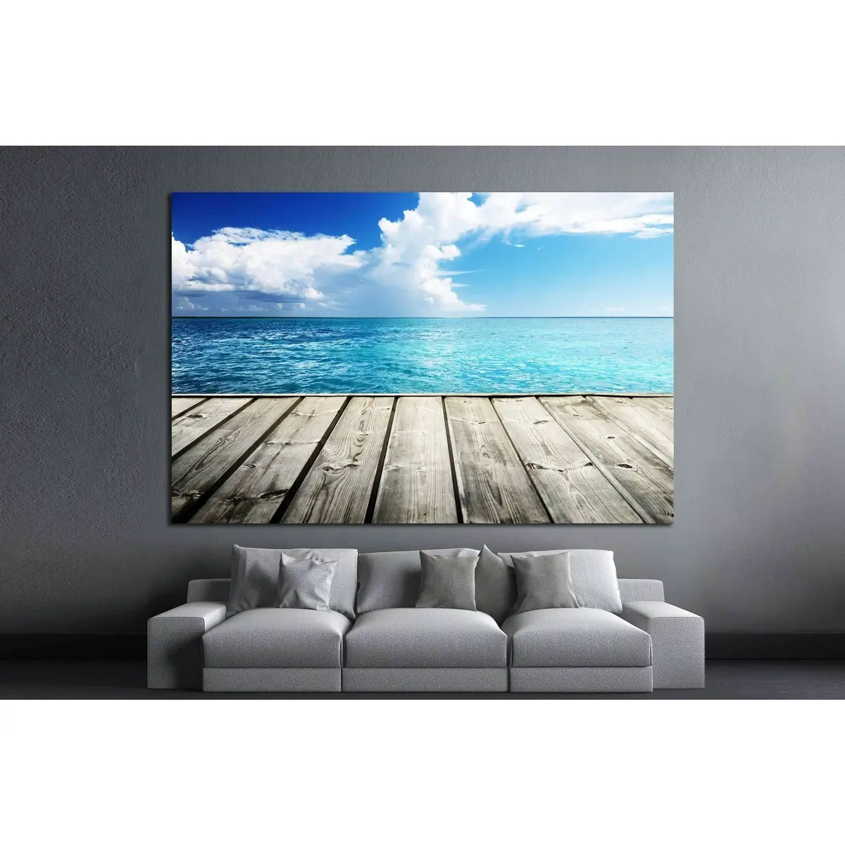 Caribbean Sea And Wooden Platform №1394 Ready To Hang Canvas Print 3