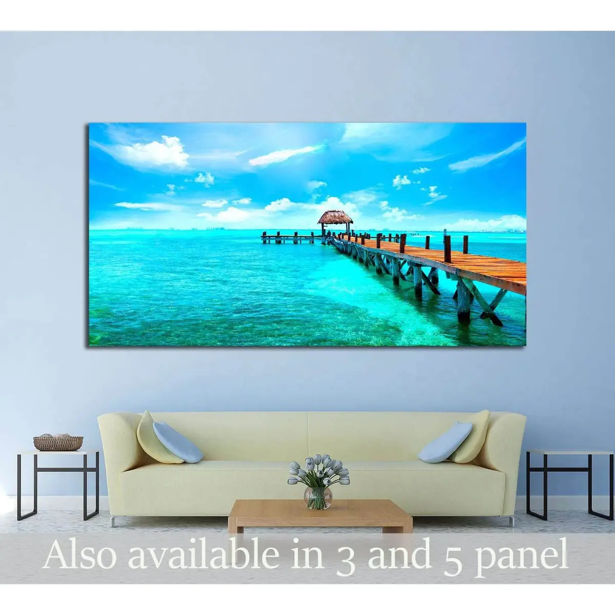 Caribbean Sea Jetty Near Cancun, Mexico №2517 Ready To Hang Canvas Print 1