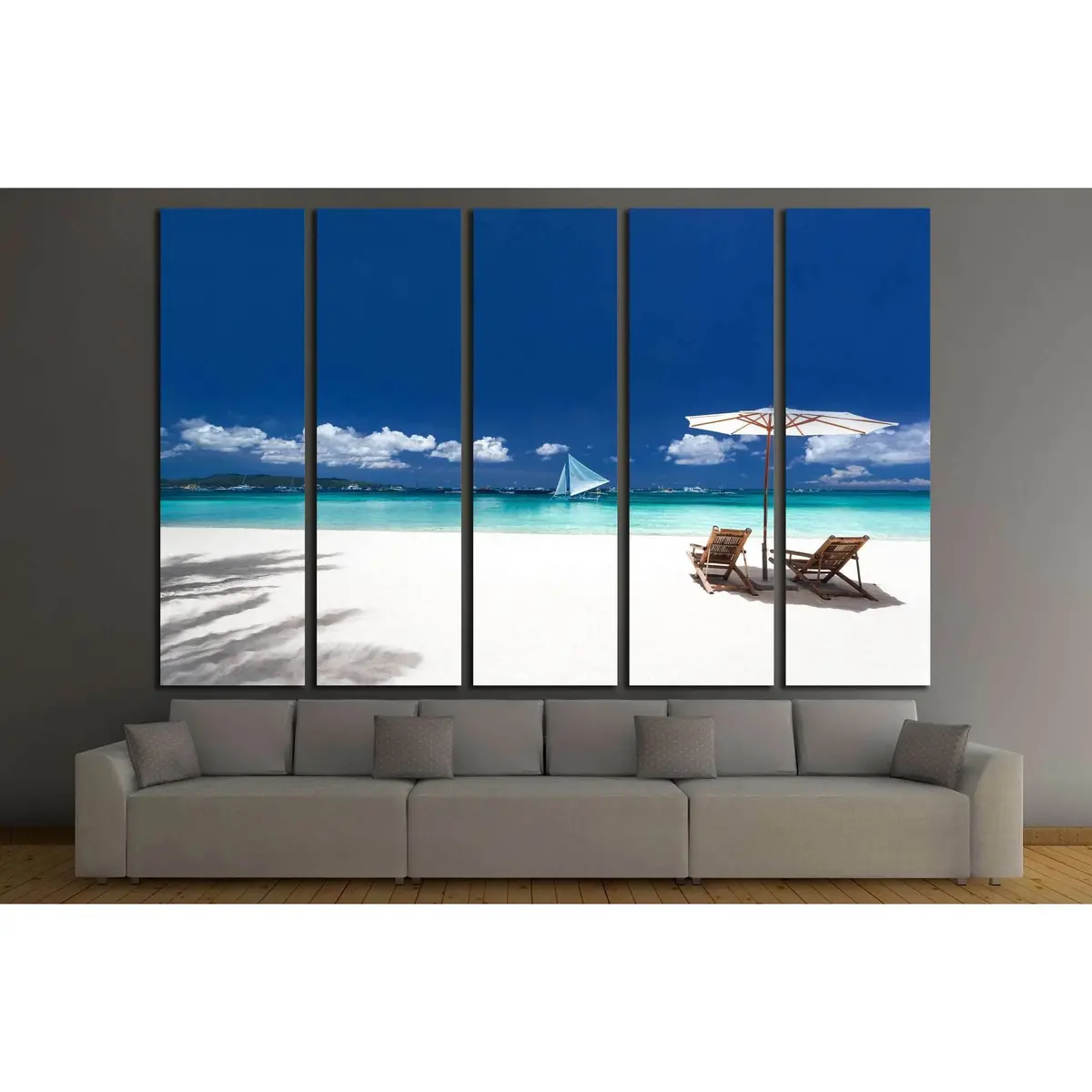 Tropical Caribbean Beach Canvas Wall Art Print #3133 - Image 3