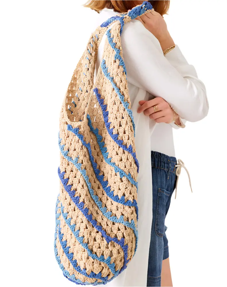 Mersea Carly Crocheted Striped Boho Bag 1