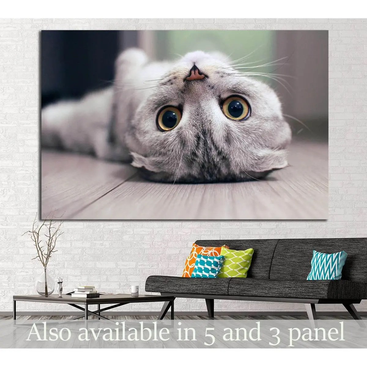 Cat Lying On The Floor №11 Ready To Hang Canvas Print 1