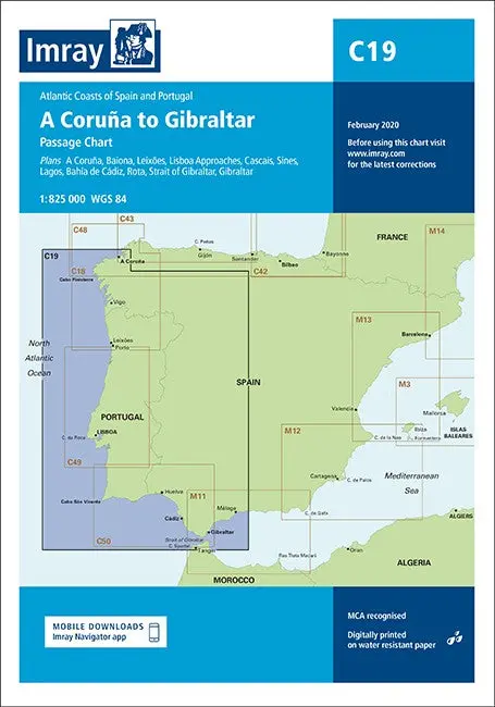Imray C19 Cabo Finisterre To Gibraltar Chart 1