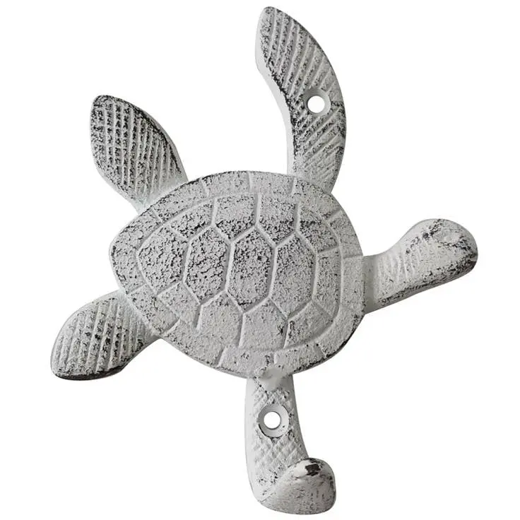Cb Home Cast Iron White Sea Turtle Wall Hook - 5" 1