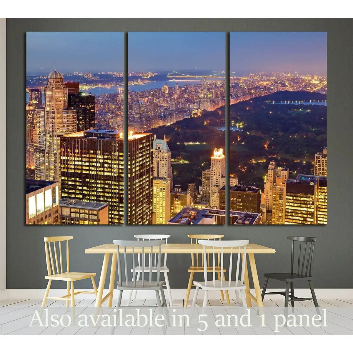 Central Park At Night In New York City, Usa №1505 Ready To Hang Canvas Print 1