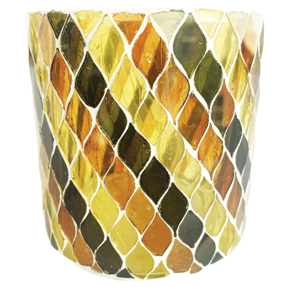 Recycled Multicolored Glass Mosaic Votive Holder - 4" 1