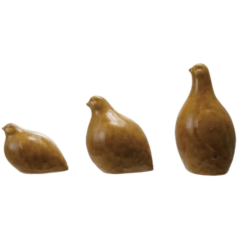 Distressed Glazed Terracotta Quail Figurines 1