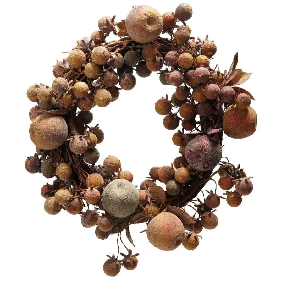 Autumn Berries & Apples Faux Wreath - 21" 1