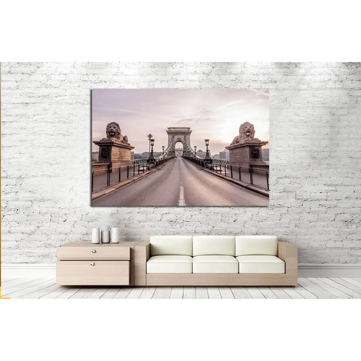 Chain Bridge In Beautiful Budapest, The Capital Of Hungary №2248 Ready To Hang Canvas Print 3