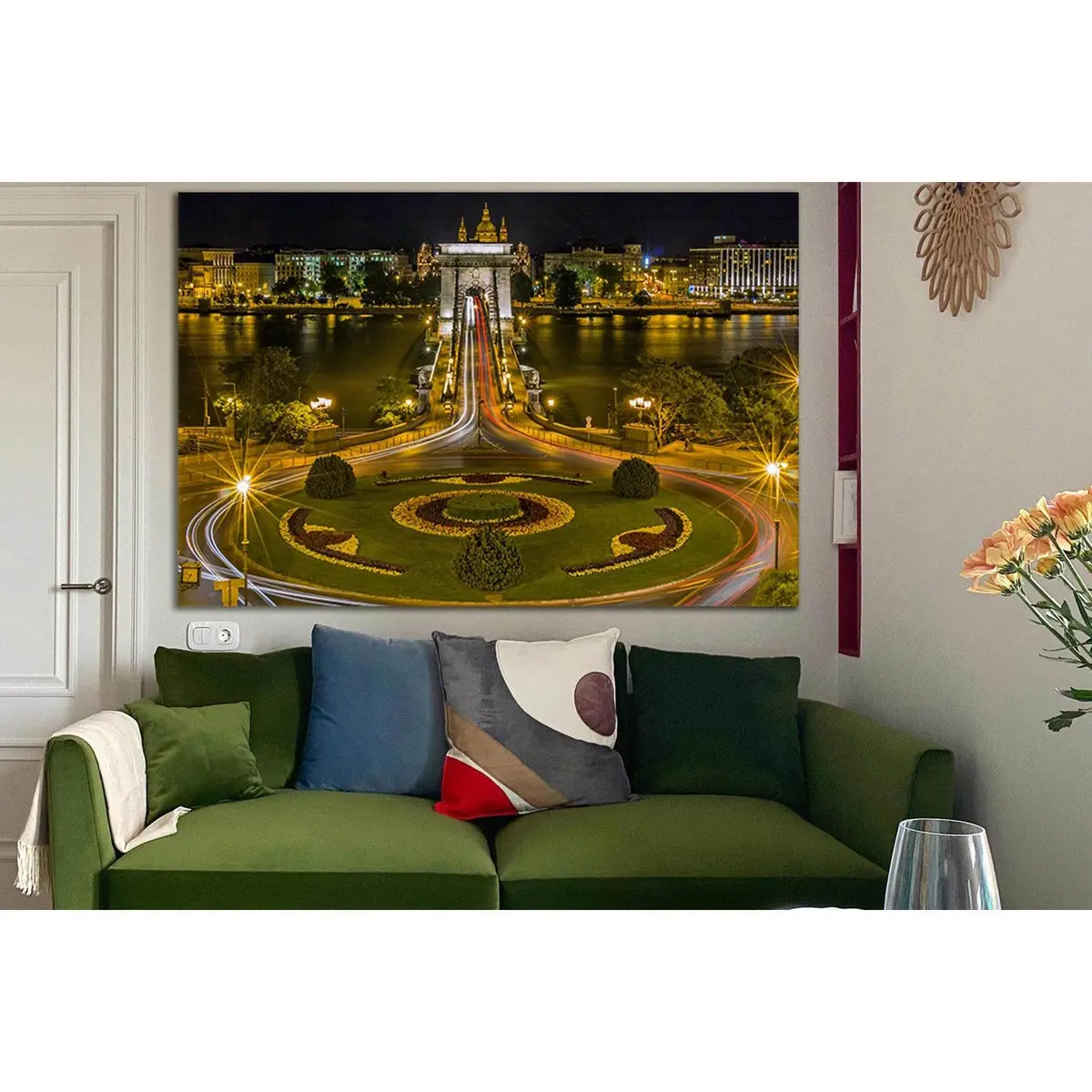Chain Bridge In Budapest №Sl1109 Ready To Hang Canvas Print 1
