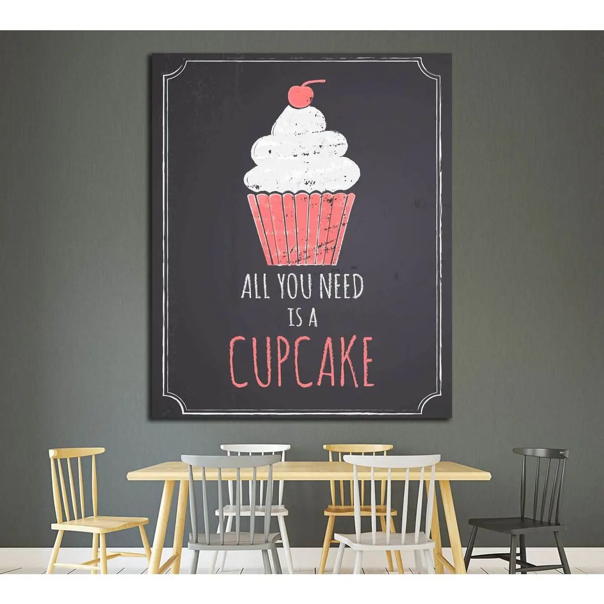 Chalkboard Style Canvas With Cupcake №4567 Ready To Hang Canvas Print 1