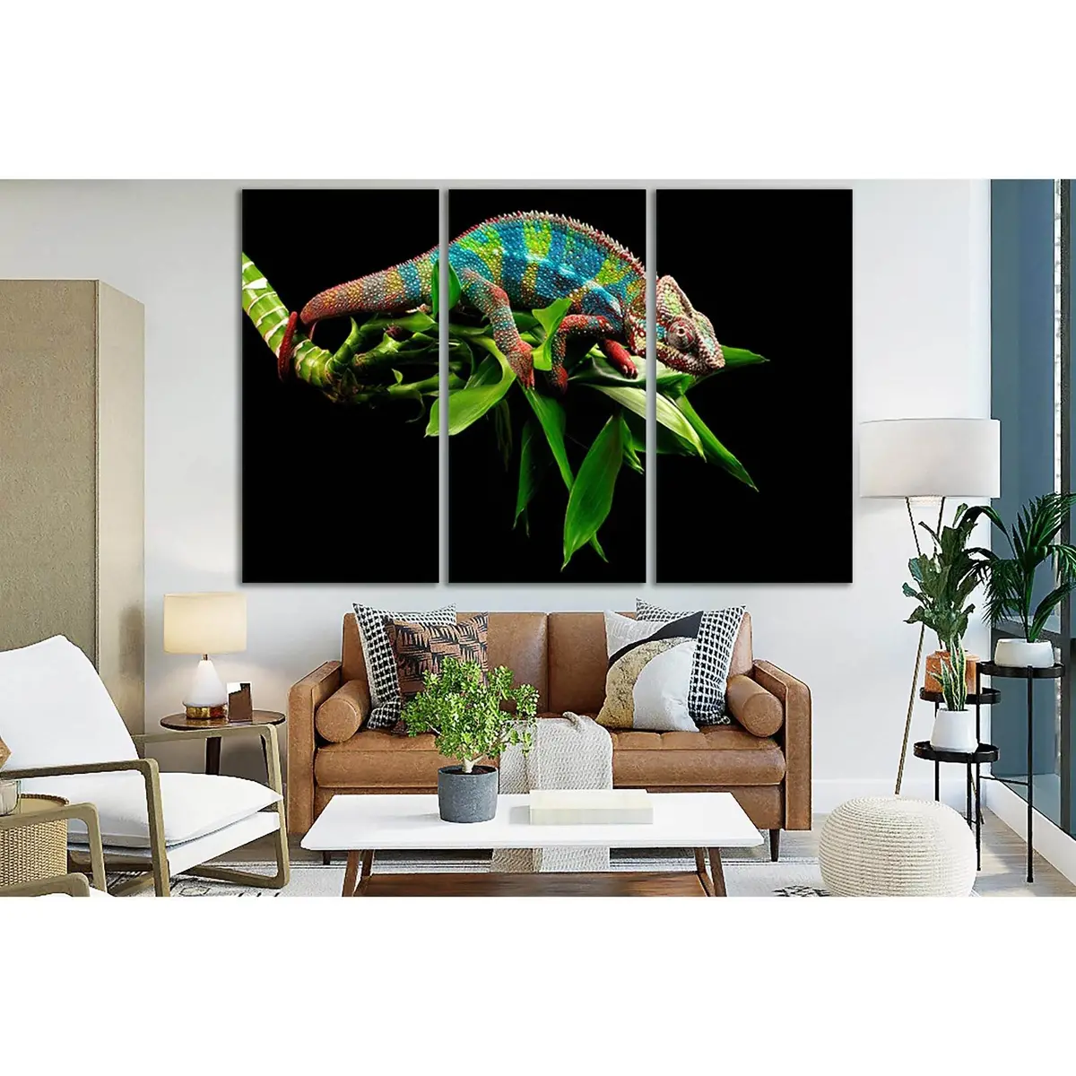 Chameleon On A Green Branch №Sl1030 Ready To Hang Canvas Print 5