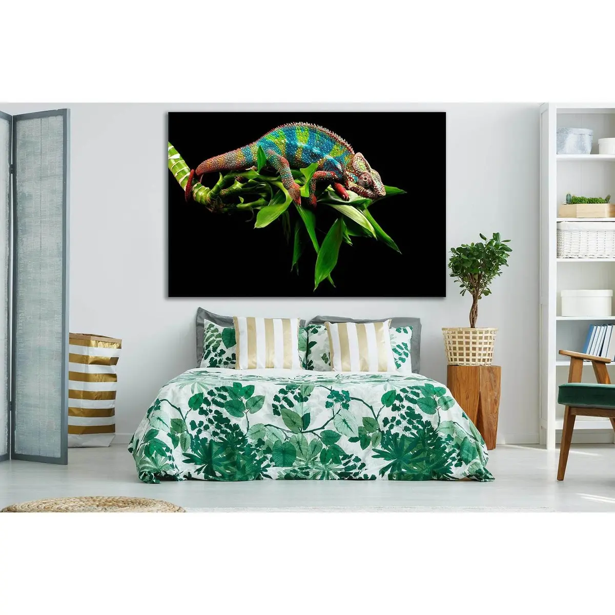Chameleon On A Green Branch №Sl1030 Ready To Hang Canvas Print 2