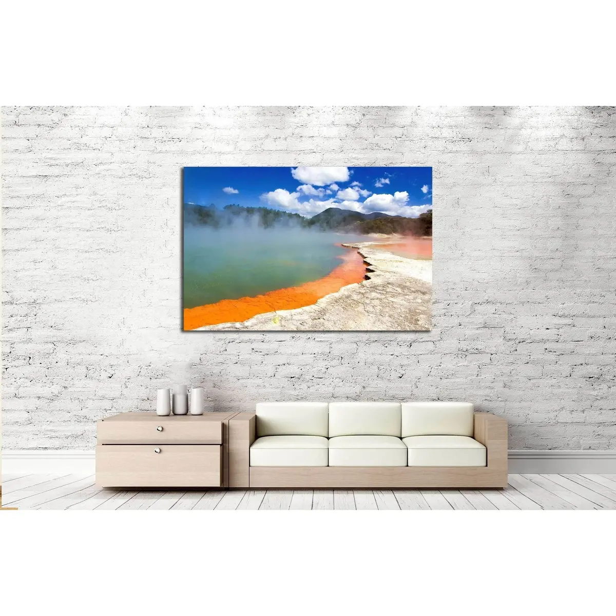 Champagne Pool In Wai-O-Tapu Geothermal Wonderland, Rotorua, New Zealand №2495 Ready To Hang Canvas Print 3
