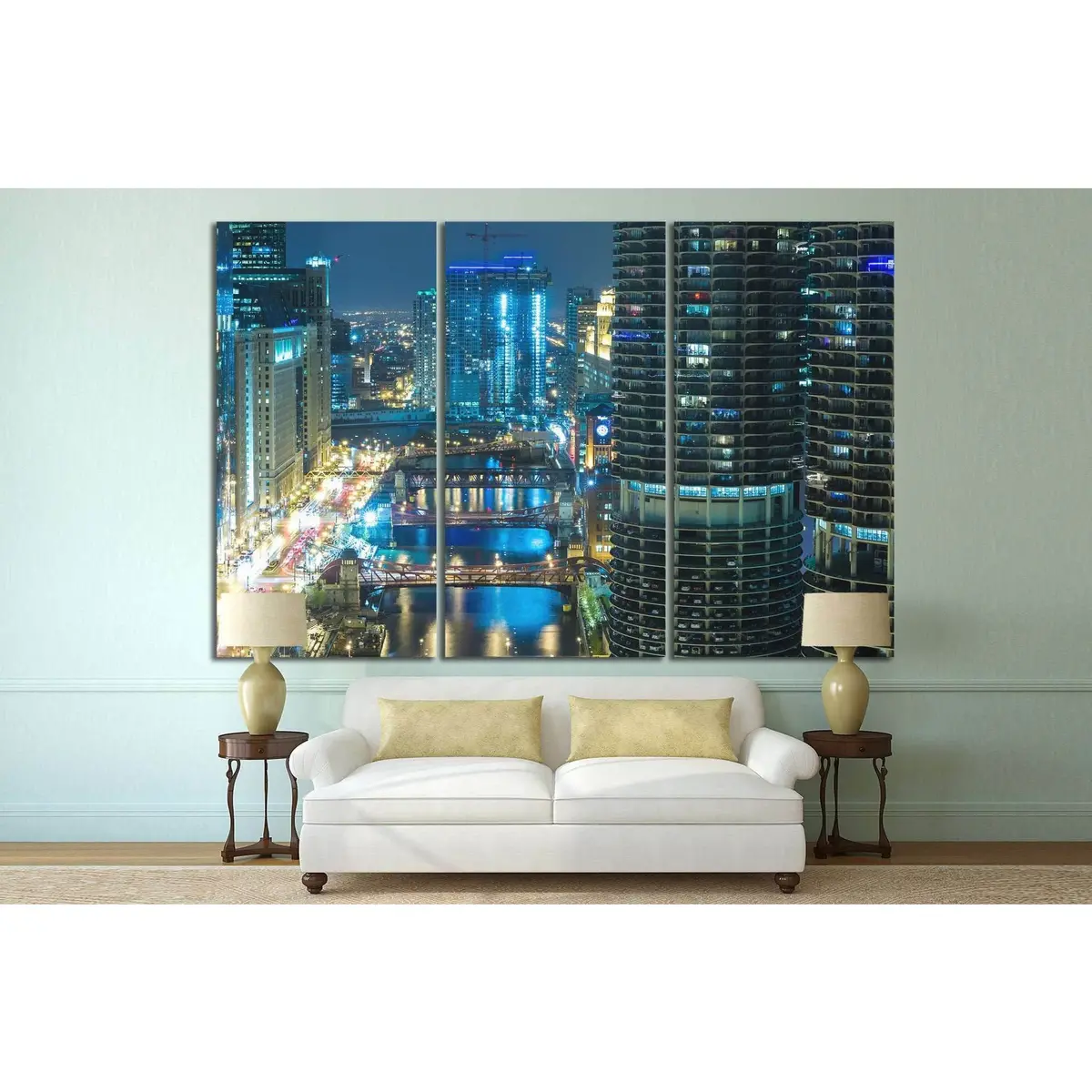 Chicago At Night, Illinois, Usa №1137 Ready To Hang Canvas Print 5