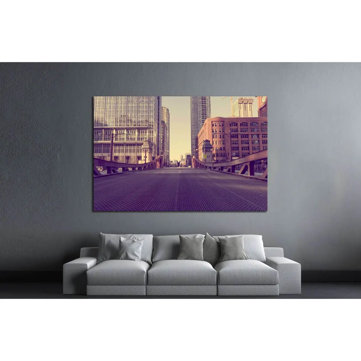 Chicago Bridge - Vintage Picture Effect №2158 Ready To Hang Canvas Print 3