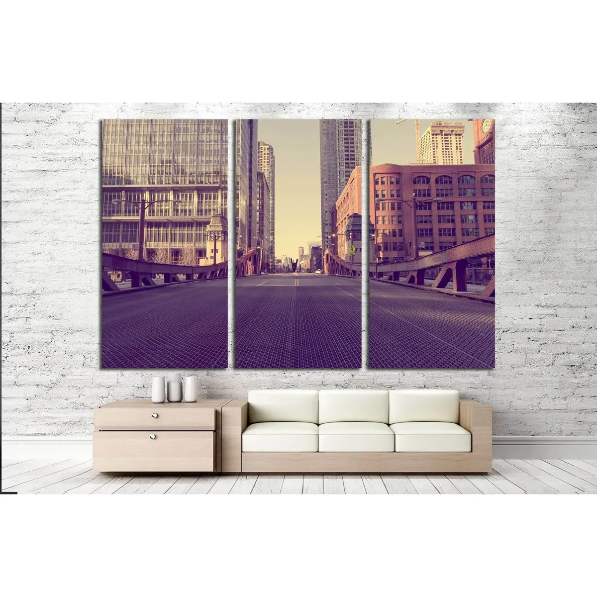 Chicago Bridge - Vintage Picture Effect №2158 Ready To Hang Canvas Print 5