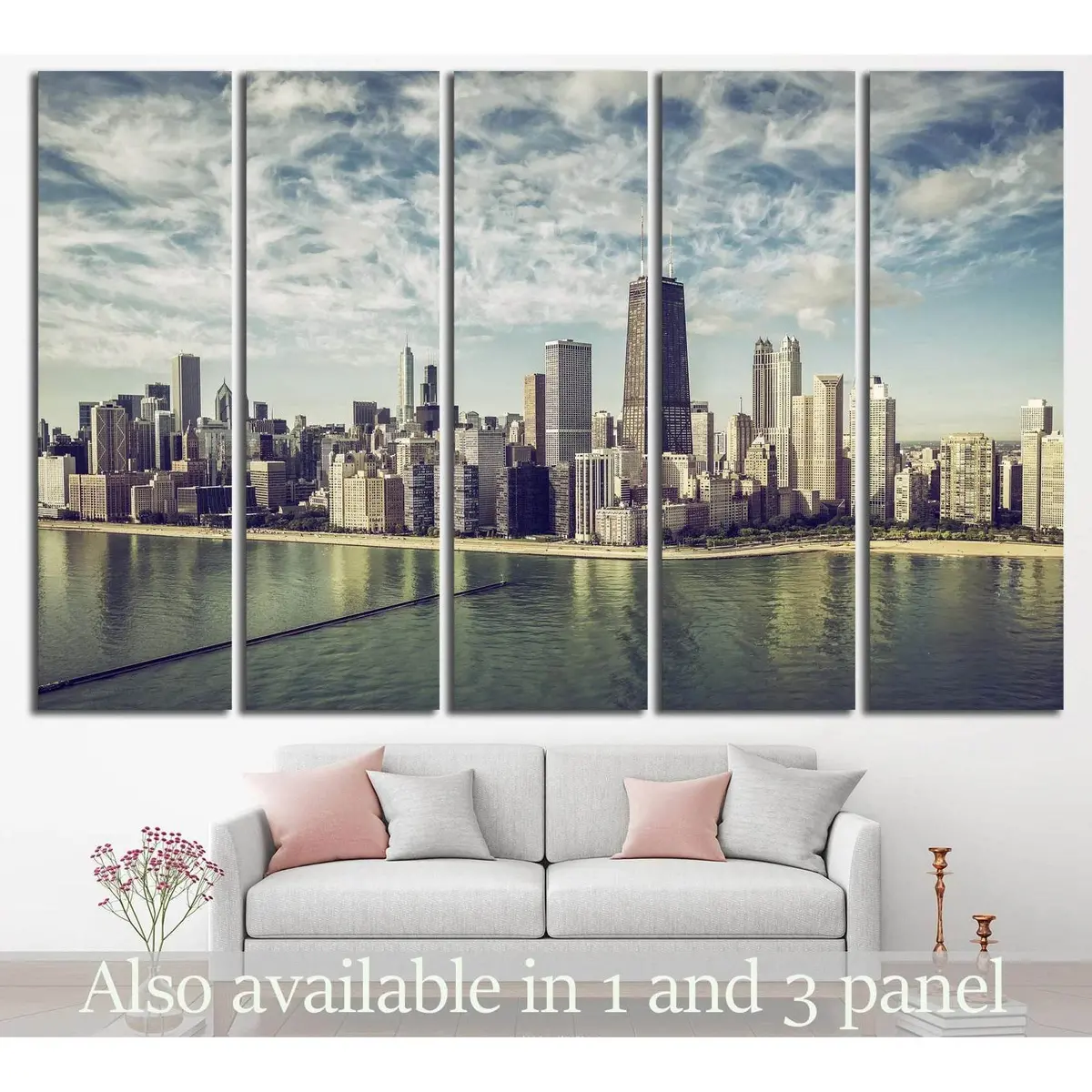 Chicago Skyline Canvas Wall Art №243 – Pre-Installed Hanging Hardware
