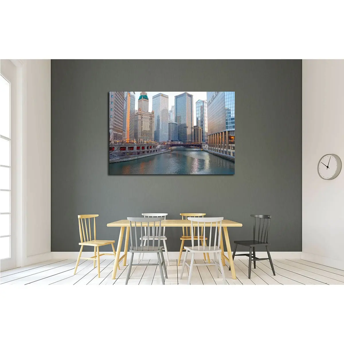 Chicago River At Twilight, Circa, Chicago, Il №2212 Ready To Hang Canvas Print 3