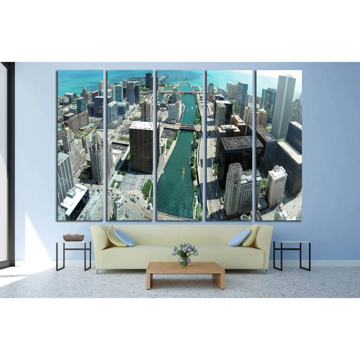 Panoramic Chicago Skyline View from 88th-Floor Riverside Vantage №2140 – Ready-to-Hang Canvas Art - Image 3