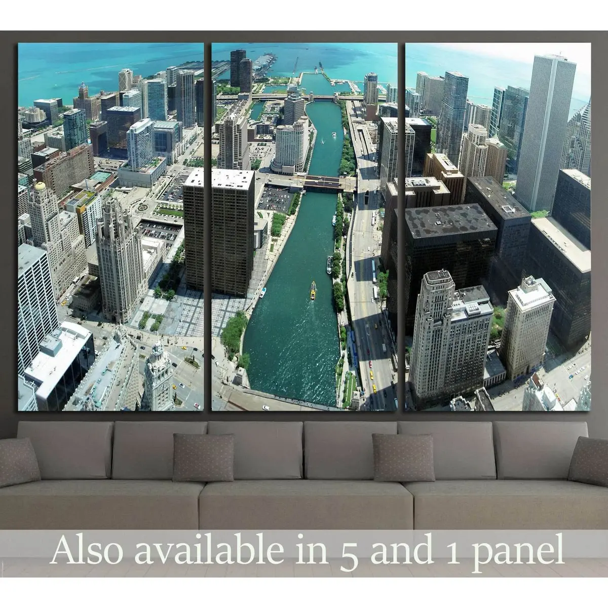 Chicago Skyline Panorama From 88Th Floor On Chicago River №2140 Ready To Hang Canvas Print 5