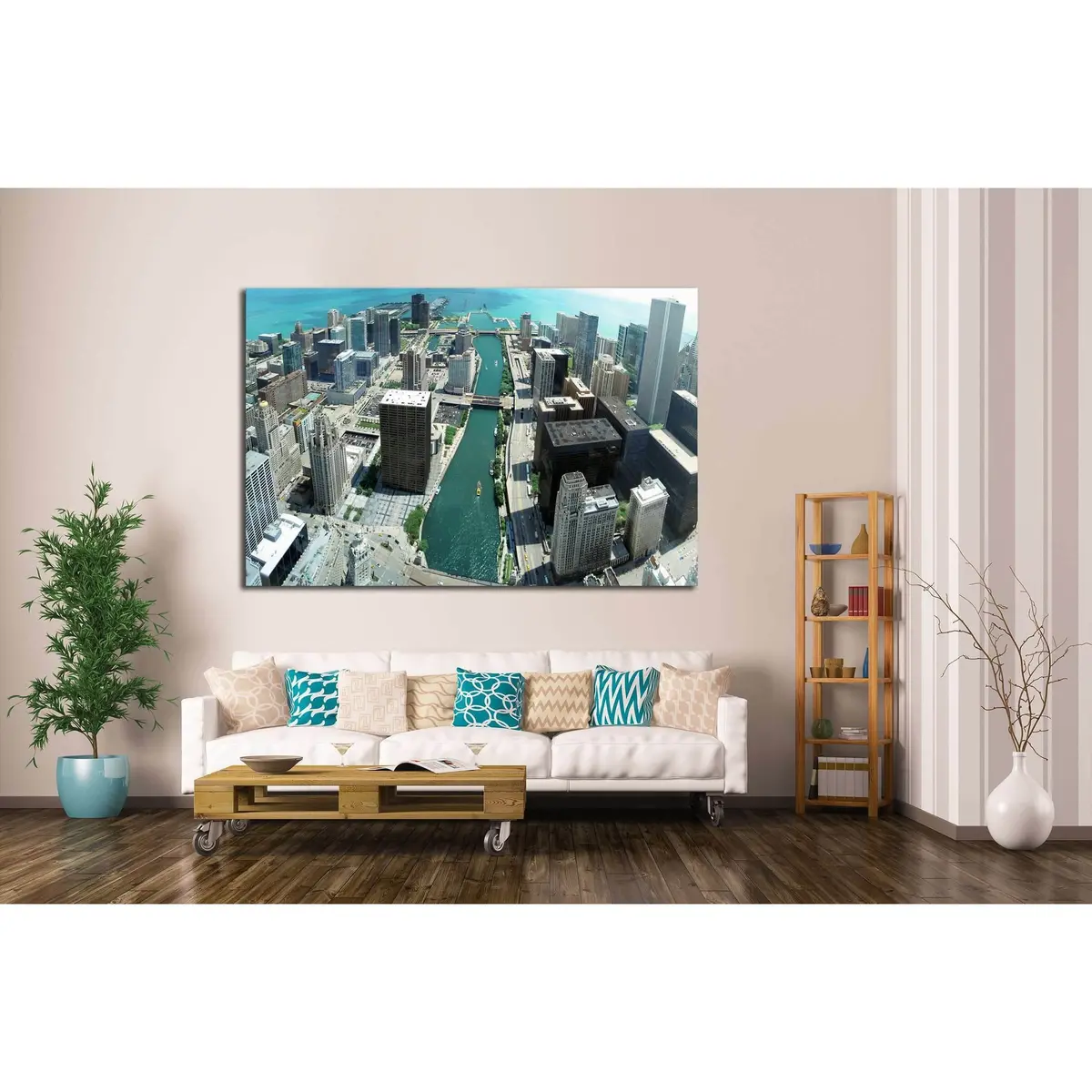 Chicago Skyline Panorama From 88Th Floor On Chicago River №2140 Ready To Hang Canvas Print 3