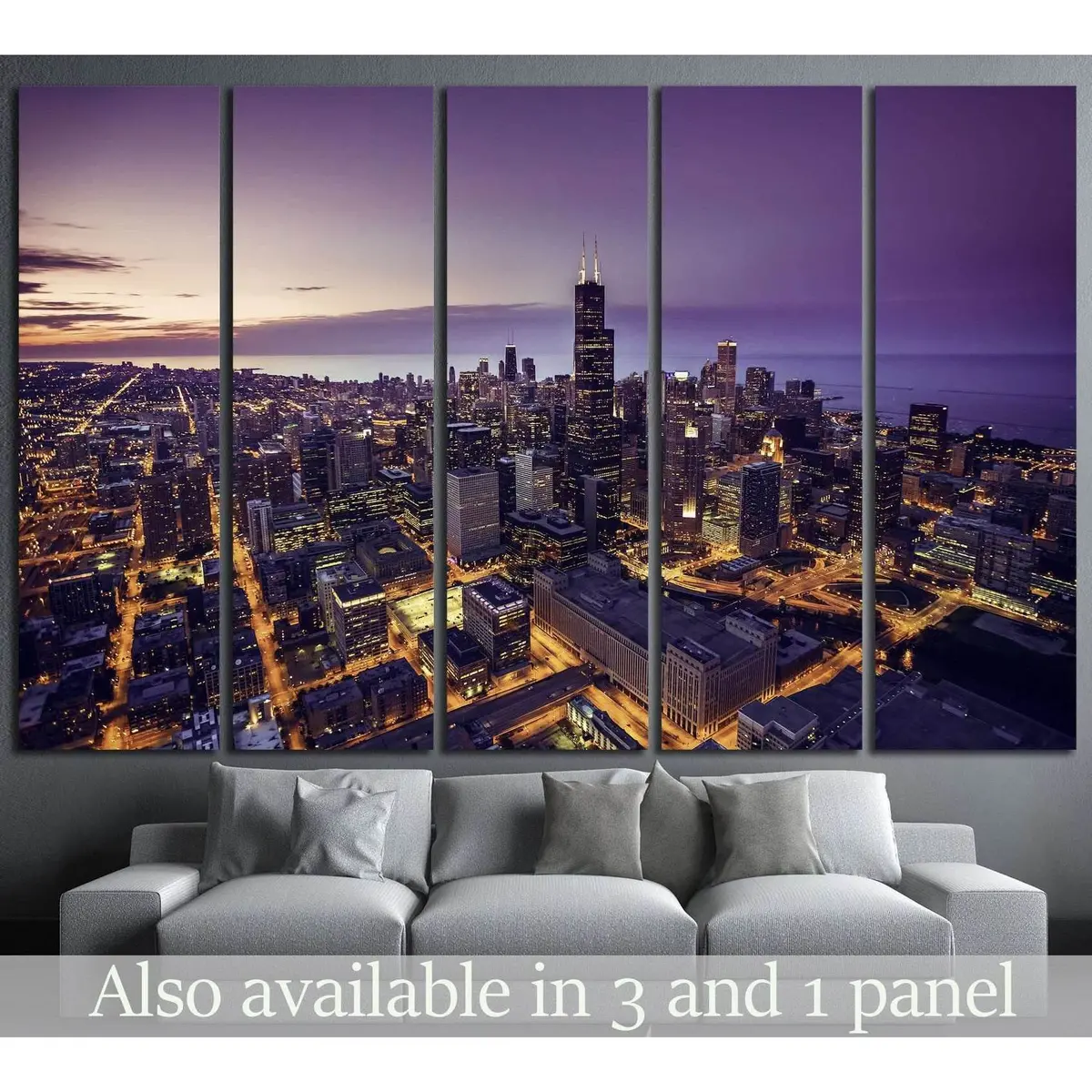 Chicago Skyline Canvas Wall Art – Ready-to-Hang Print, USA Theme