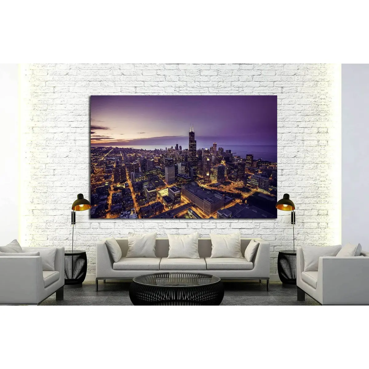 Chicago Skyline, United States №1002 Ready To Hang Canvas Print 2