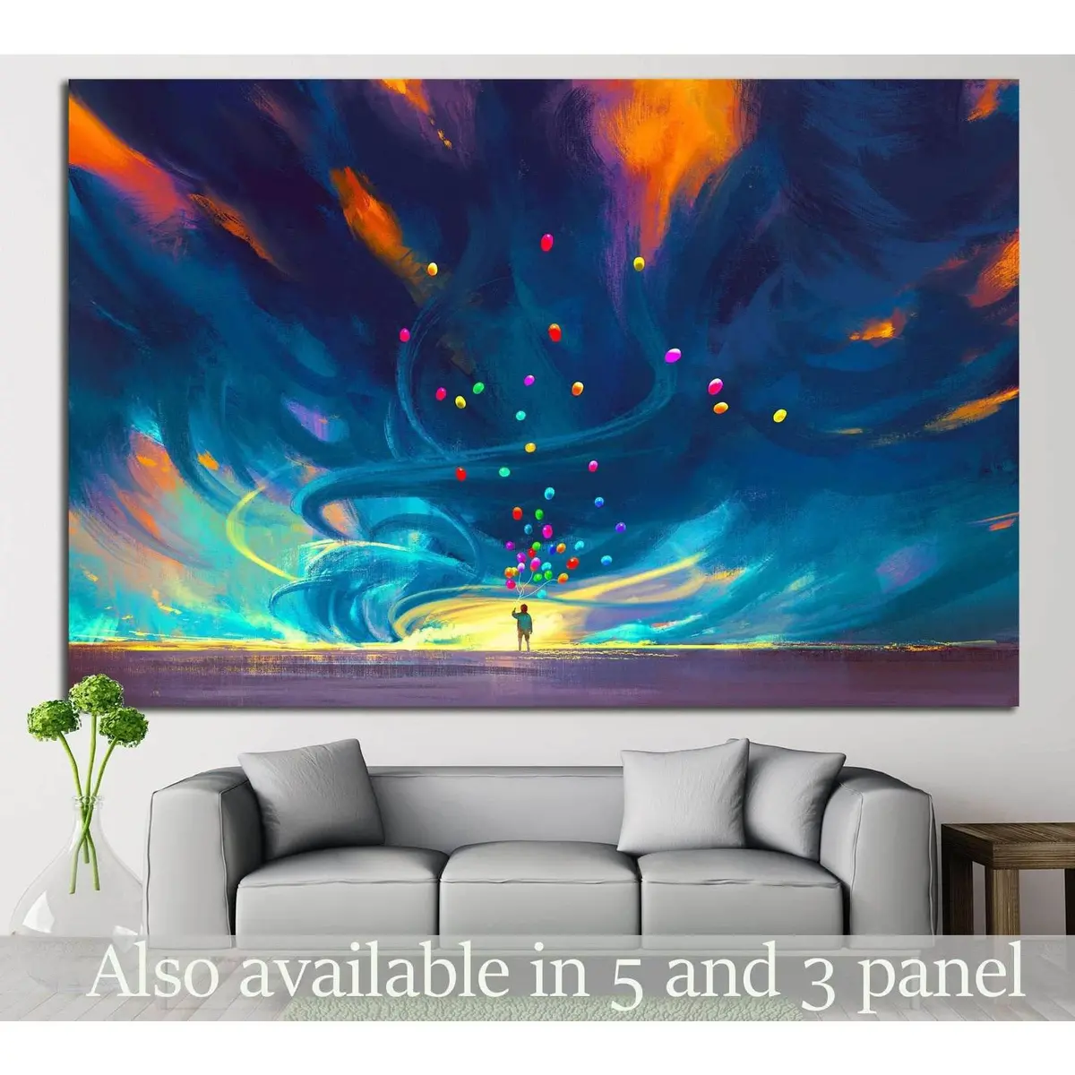 Child Holding Balloons №709 Ready To Hang Canvas Print 1