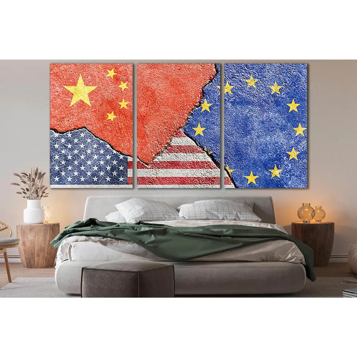 China Vs Usa Vs Eu National Flags №Sl1183 Ready To Hang Canvas Print 5