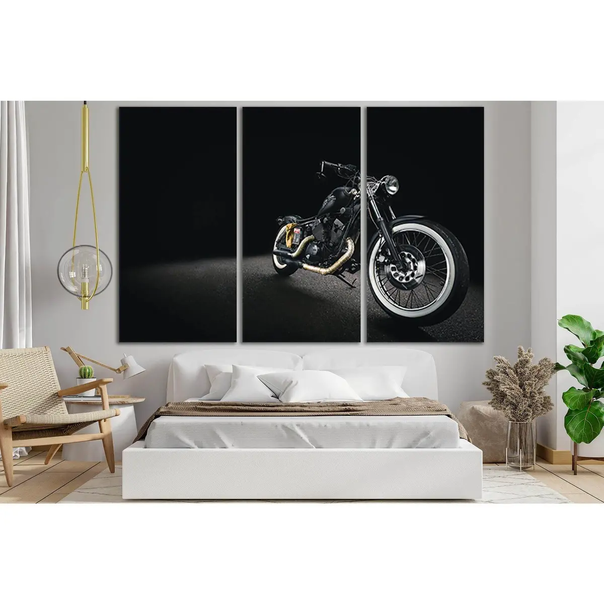Chopper Motorcycle On Black Background №Sl749 Ready To Hang Canvas Print 5