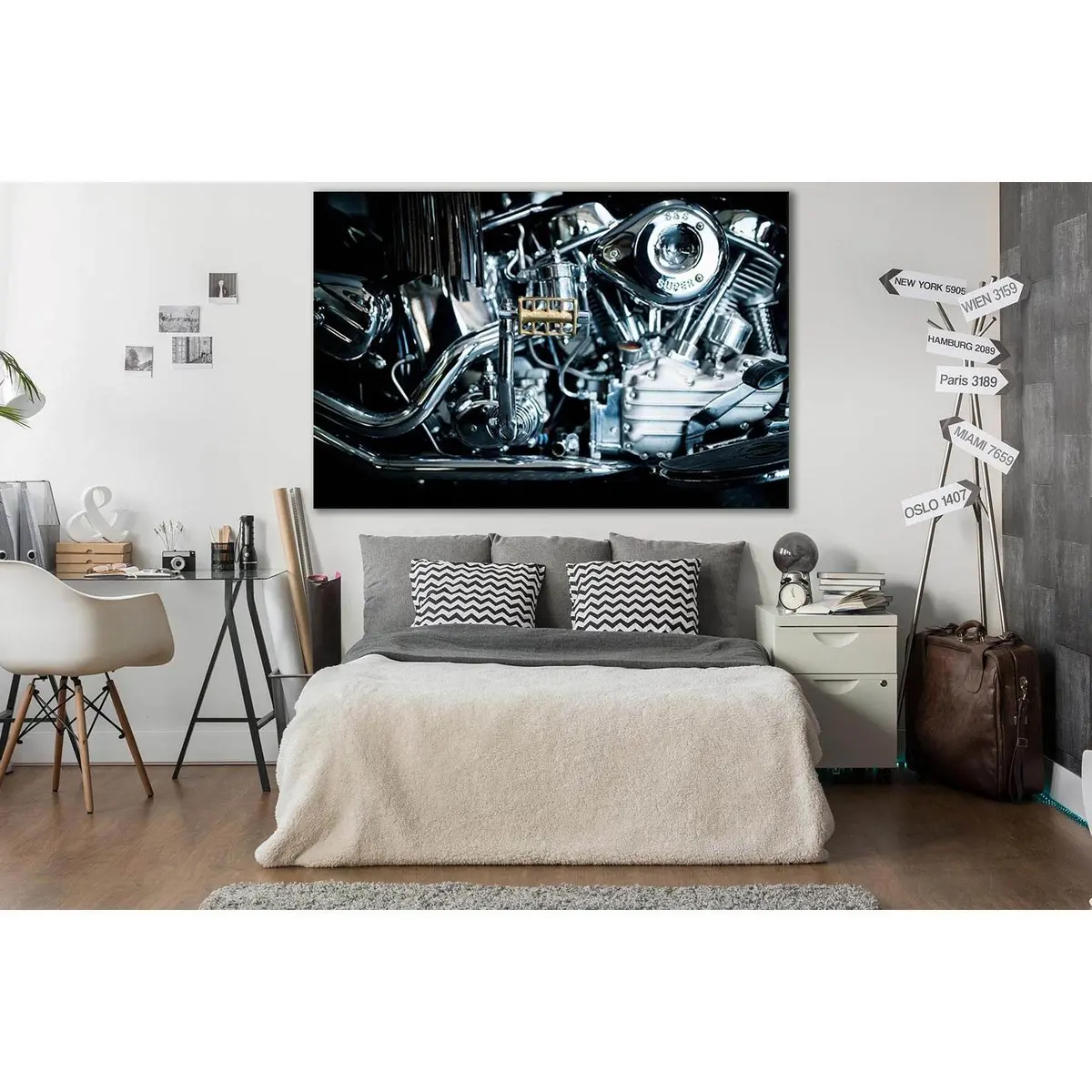 Chrome Plated Motorcycle Motor №Sl774 Ready To Hang Canvas Print 1