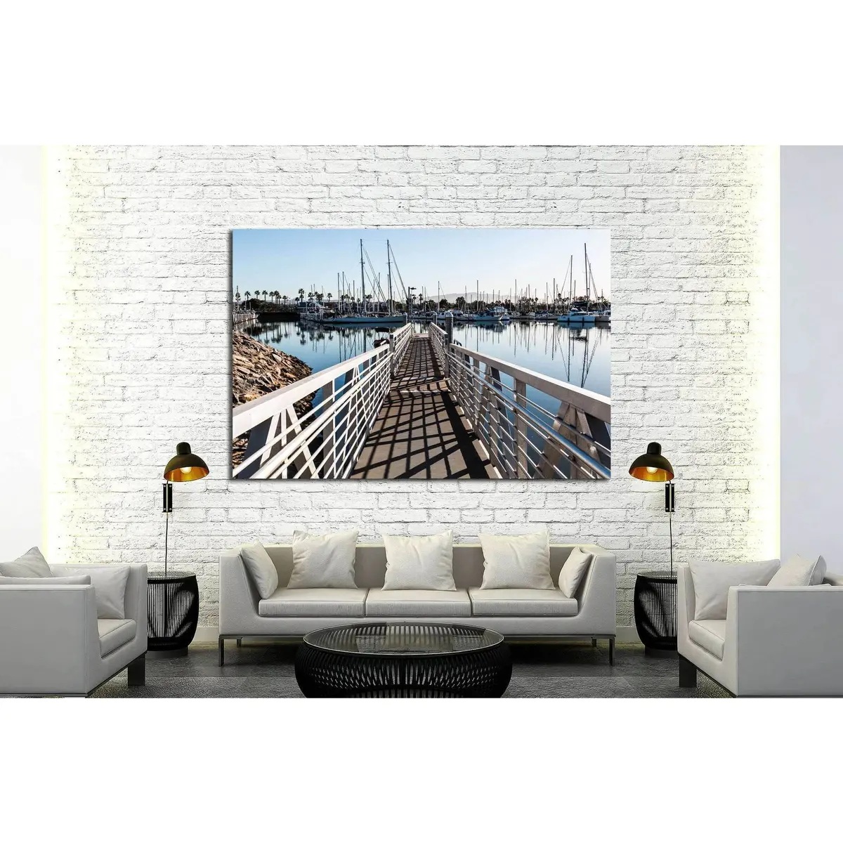 Chula Vista Bayfront Park Boat Launch Ramp With Boats Moored In Marina №2105 Ready To Hang Canvas Print 3