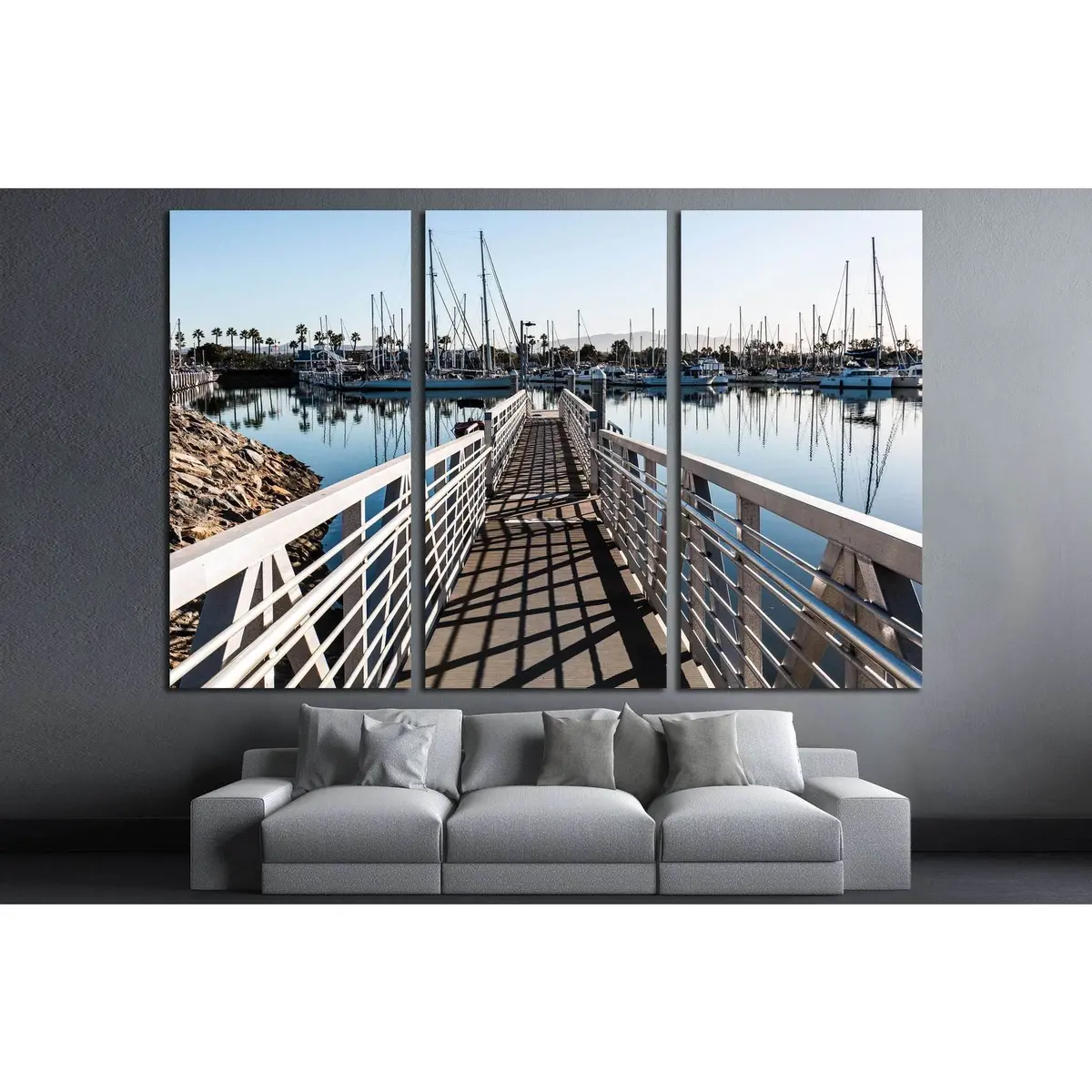 Chula Vista Bayfront Park Boat Launch Ramp With Boats Moored In Marina №2105 Ready To Hang Canvas Print 5