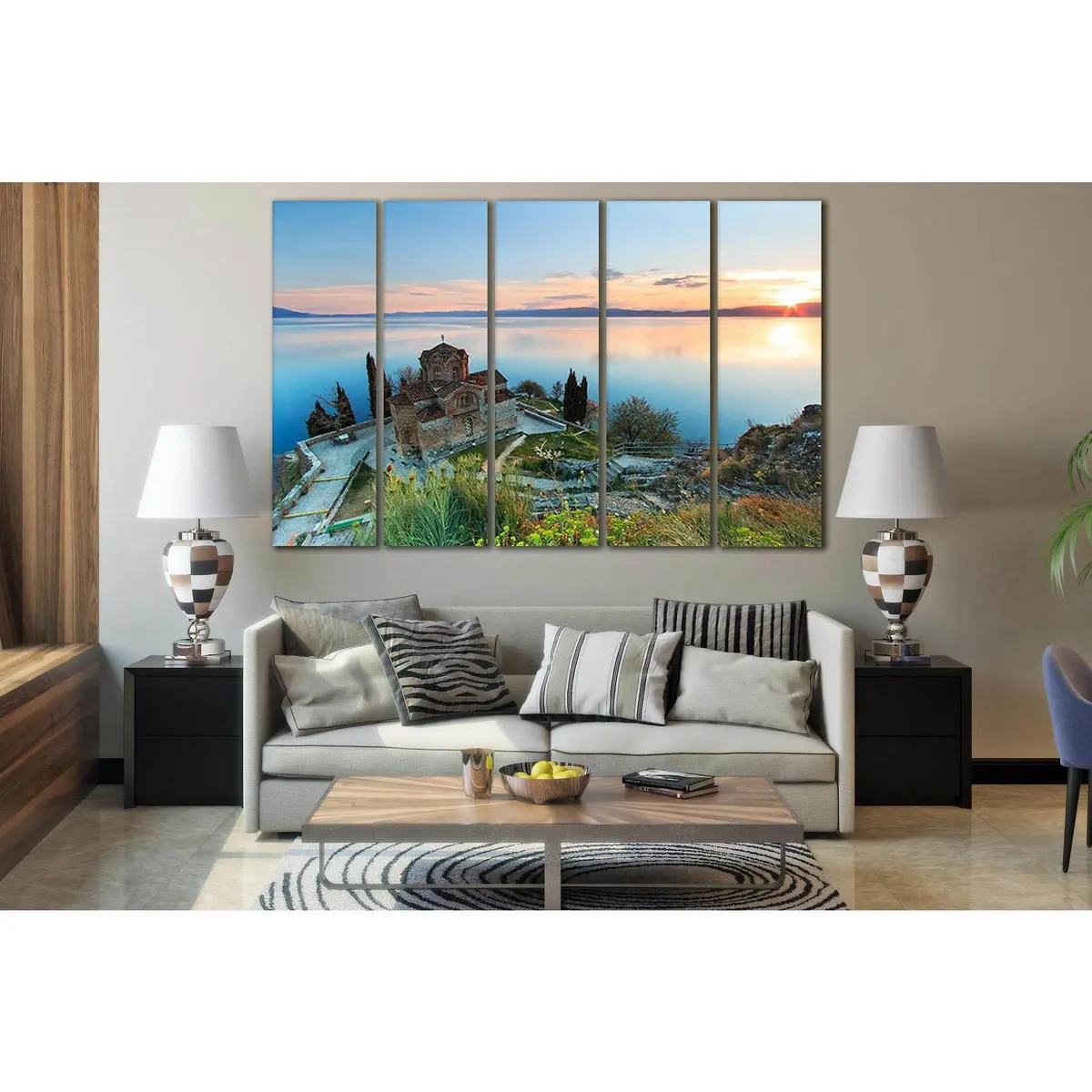 Sunset Church Reflection Over Lake Canvas Wall Art – SL216 Ready-to-Hang Print