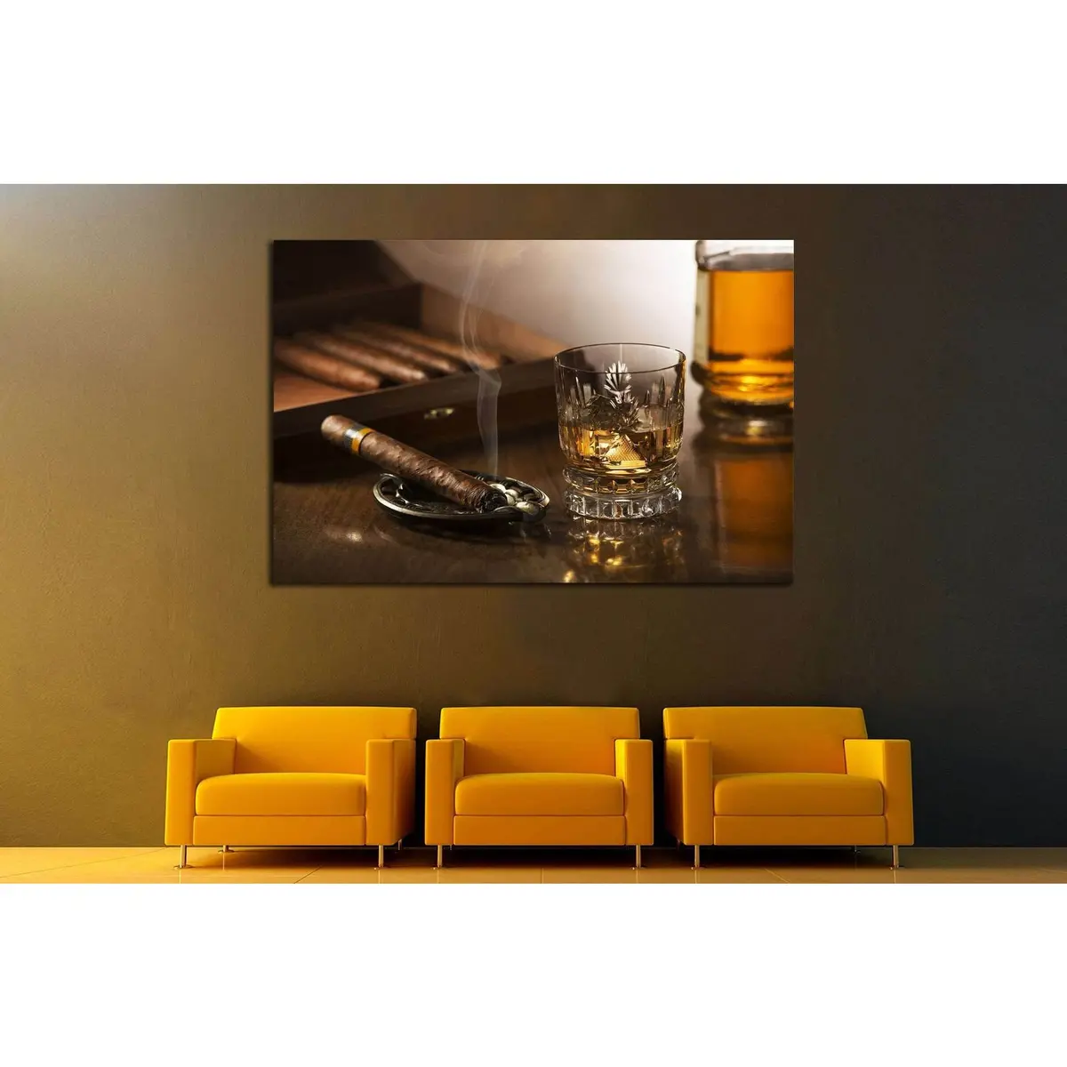 Cigar And Smoke №538 Ready To Hang Canvas Print 3