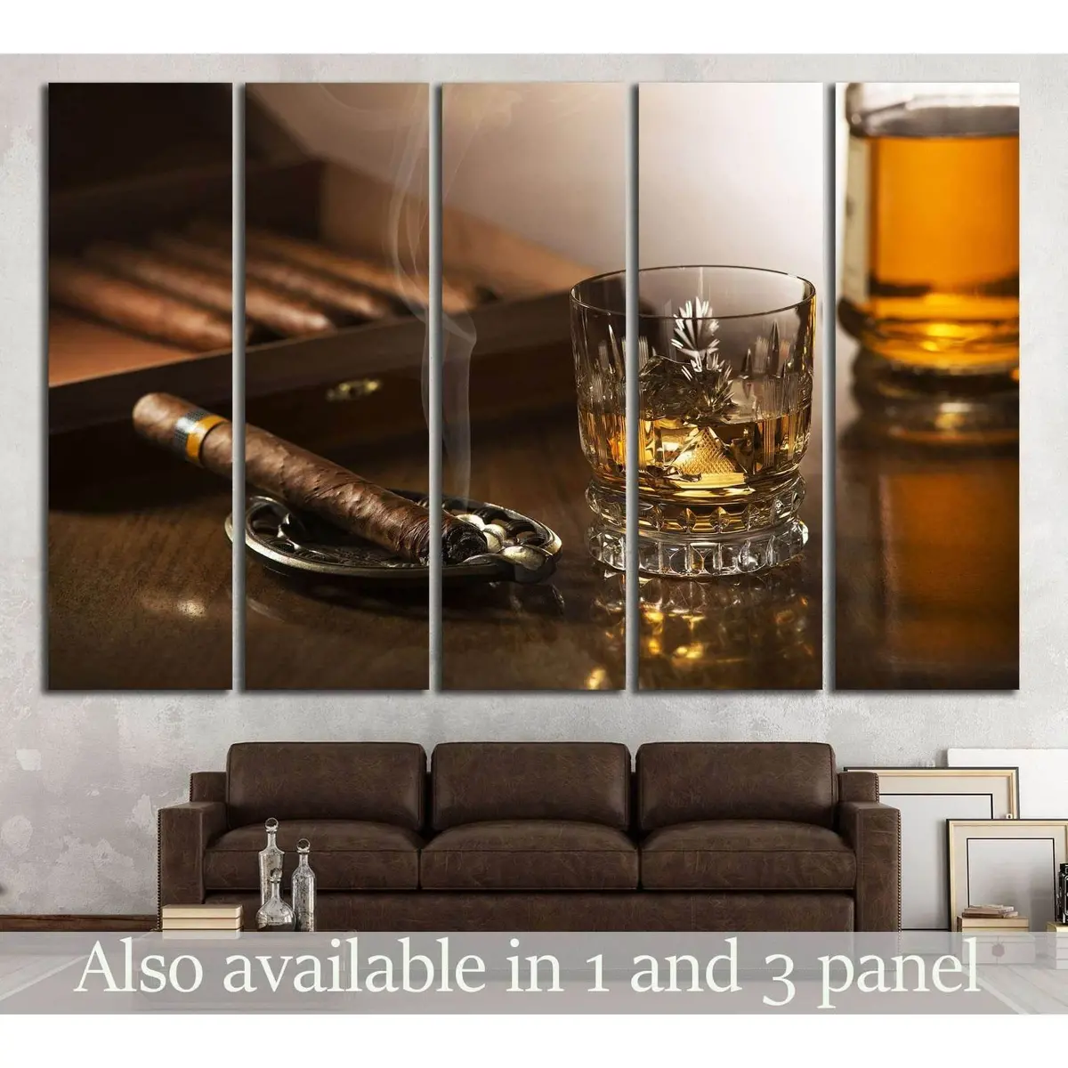 Premium Ready-to-Hang Canvas Wall Art Featuring Cigar and Smoke Motif #538