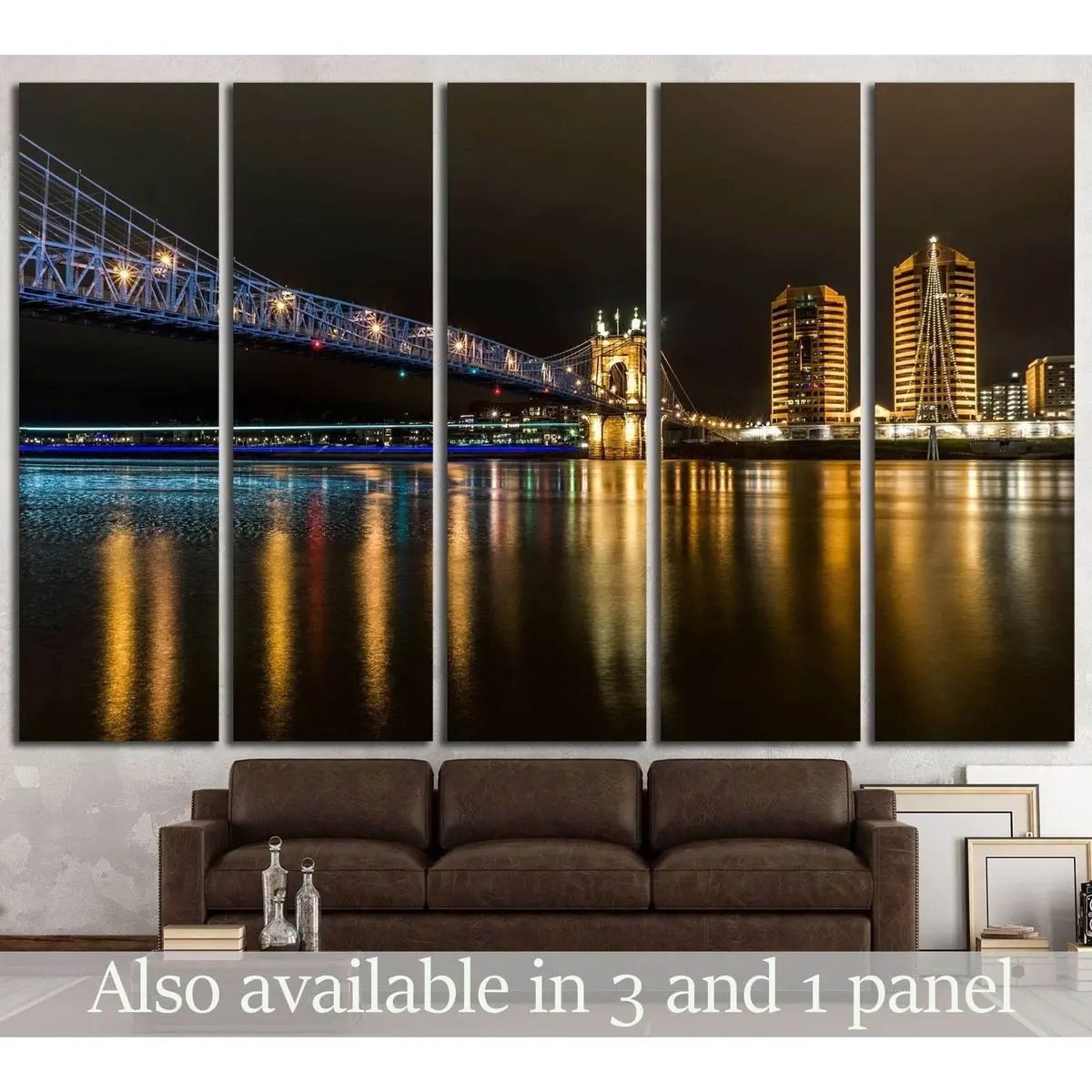 Cincinnati Roebling Bridge Night Scene Canvas Art Print – Ready to Hang